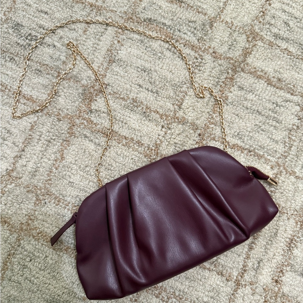Amazon Maroon Clutch with Gold Chain